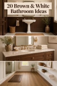 20 Cozy Brown and White Bathroom Ideas